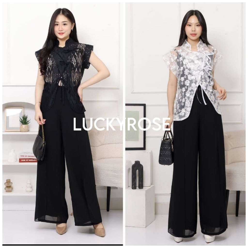Kimo Outer Tunik Tille Brukat Lace Outer Cardigan Tille Brokat Lengan Panjang Kebaya Tunik atasan wa