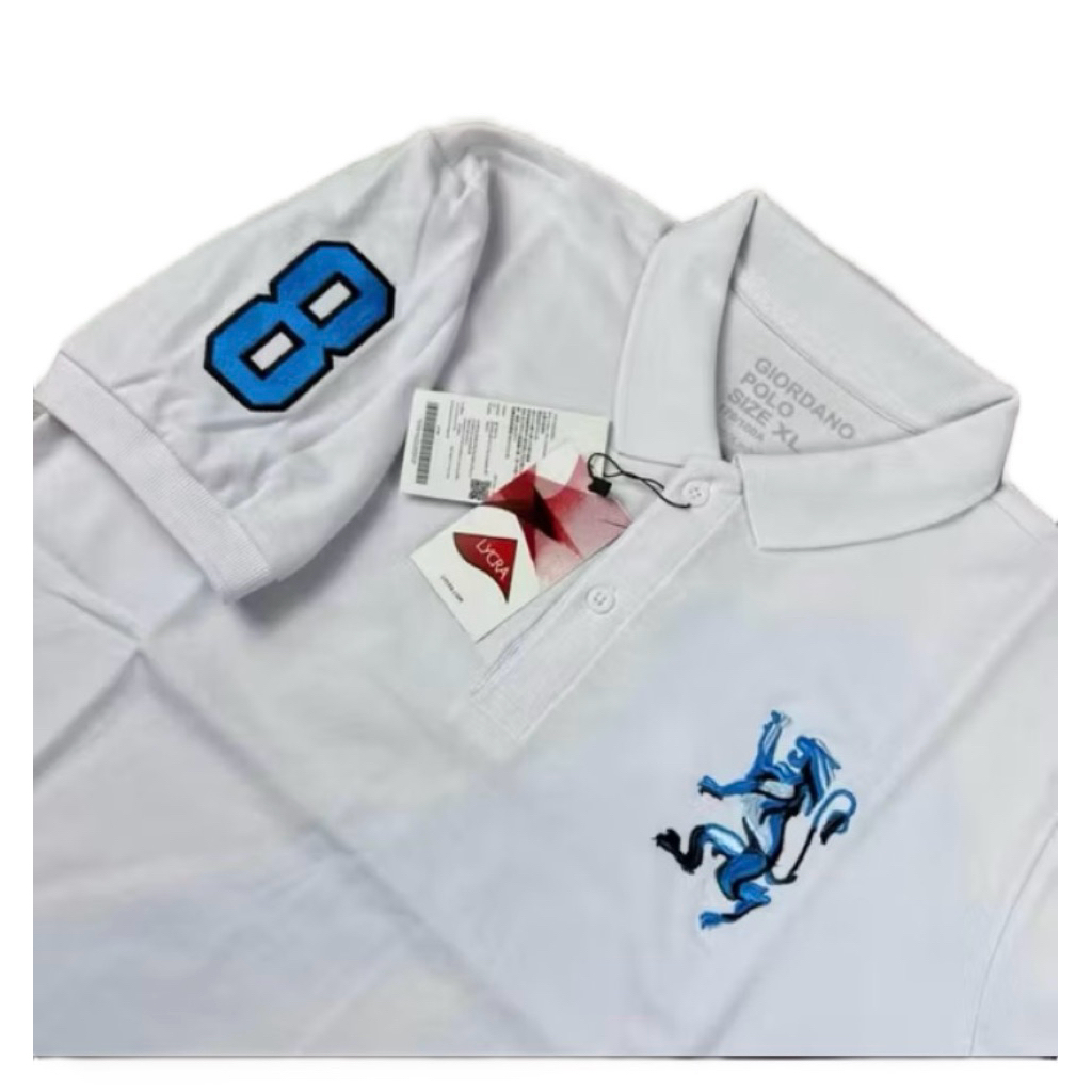 Polo Shirt Giordano Pria Warna Putih – Kaos Kerah Casual Premium