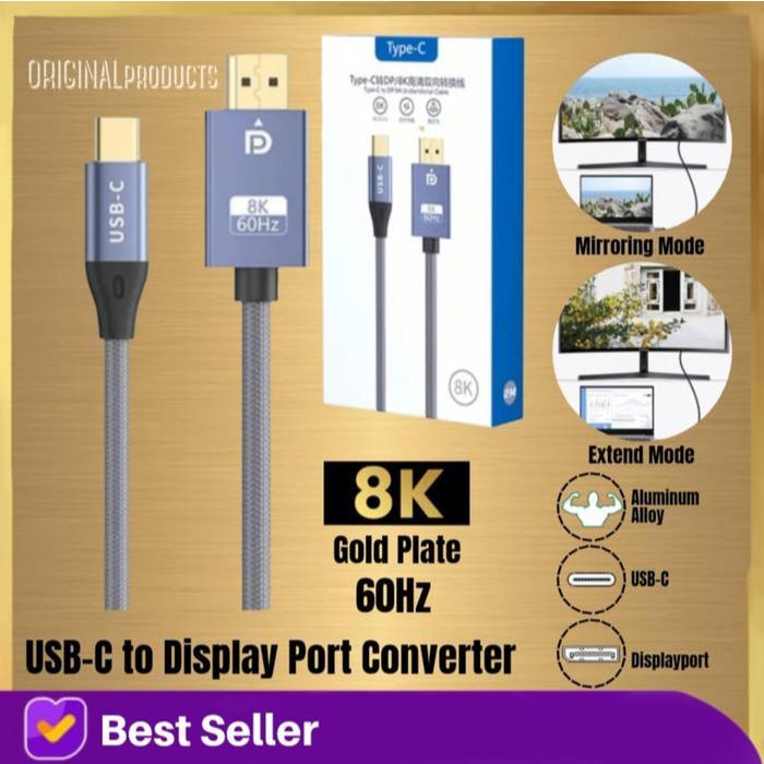 UGREEN kabel converter usb type c 3.1 to display port male 4K DP cowok ke monitor tv lcd 2m 3m led 2