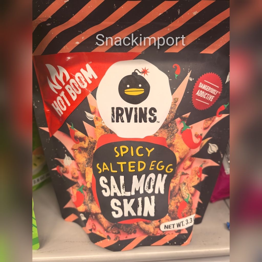 (SI) IRVINS SPICY SALTED EGG SALMON SKIN. IRVINS SOUR CREAM & UNION SALMON SKIN. IRVINS SALMON SKIN
