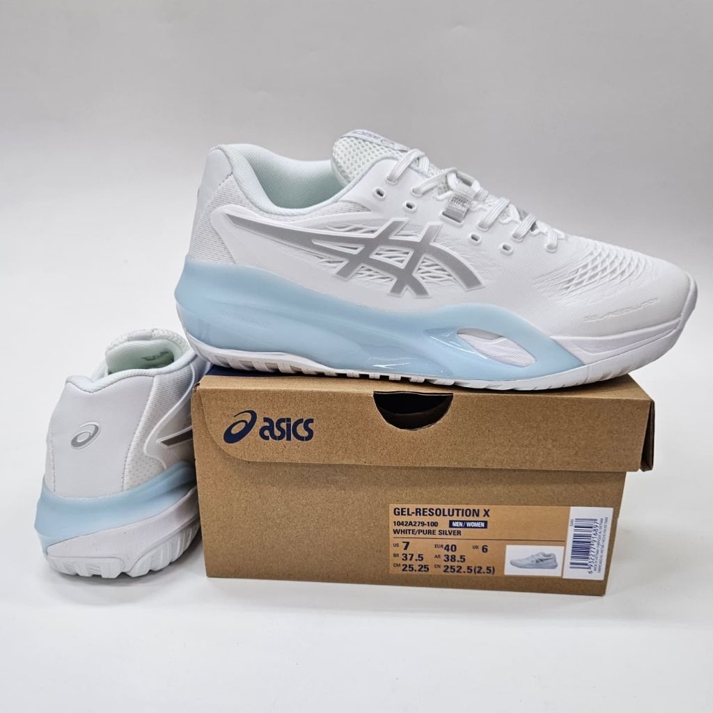 SEPATU OLAHRAGA PRIA VOLI BADMINTON ASICS RESOLUTION X PADEL ORIGINAL WHITE SILVER