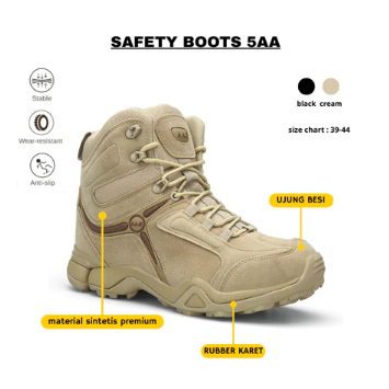 Sepatu Safety Pria Tactical 5AA / Sepatu Satpol PP PDL Murah / Sepatu Safety Boots Ujung Besi Sepatu
