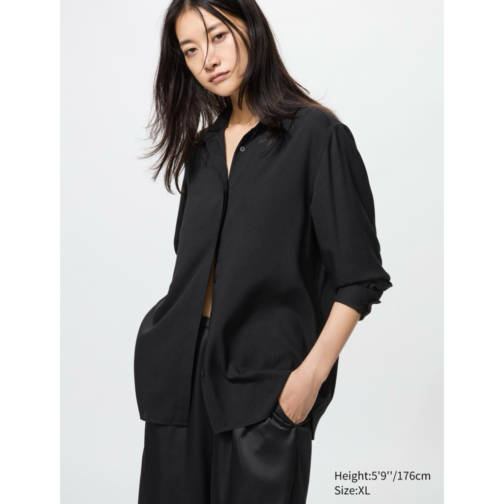 PRELOVED Uniqlo Rayon Blouse (Balck/L)