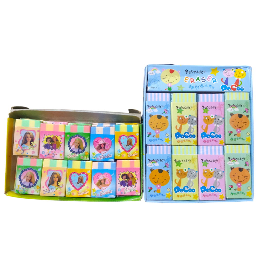 

Penghapus / Setip Pensil / Eraser Lapis Warna Warni Karakter Barbie & Pacoo Ukuran Kecil & Besar