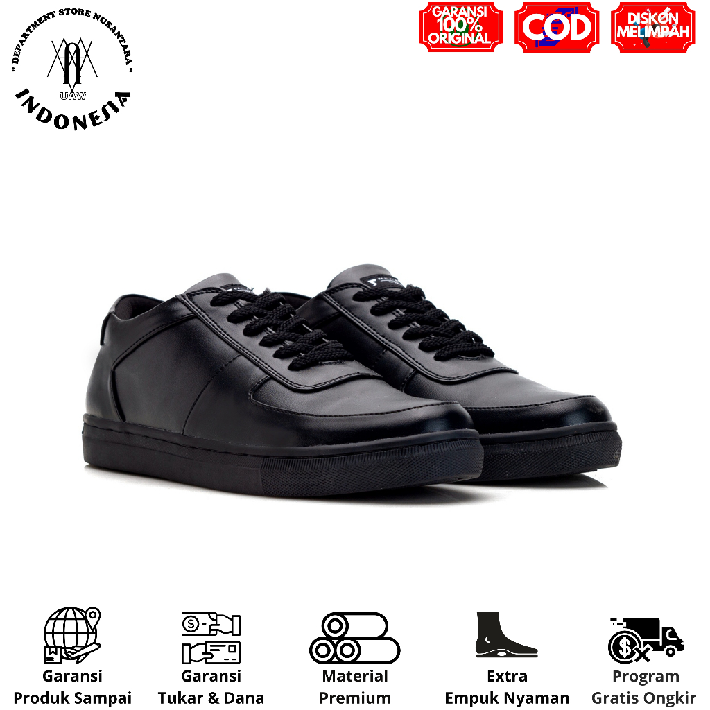 REYLMAN ORIGINAL FAMO FULL BLACK x uawshoesofficial - Sepatu Full Hitam Reyl Man | Sepatu Sneakers