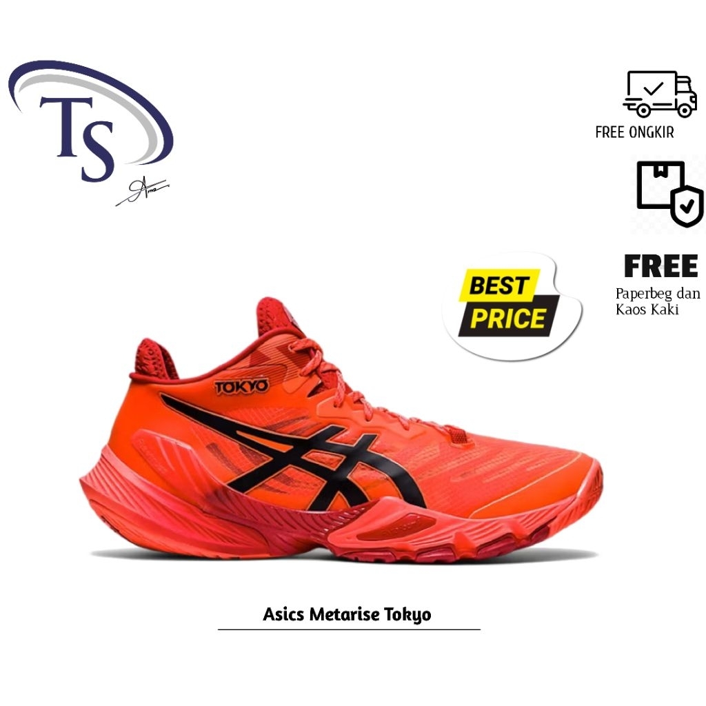 Sepatu Volli / Outdor Pria Asics Metarise Tokyo Sunrise Red Original