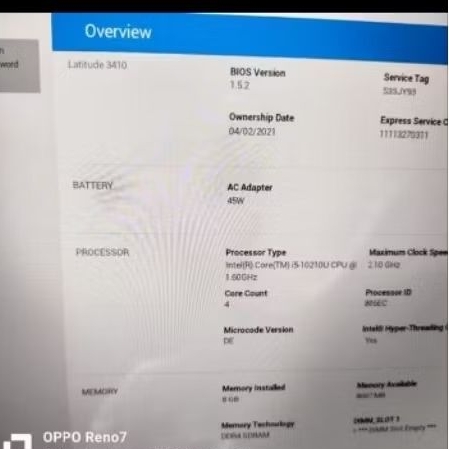 motherboard normal dell latitude 3410 core i5 generasi 10 baca deskripsi dulu