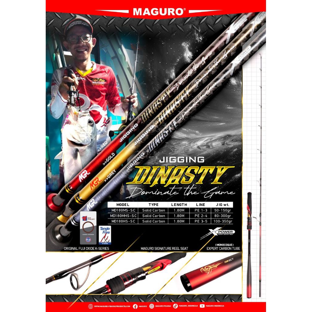Joran Pancing Maguro Dynasty Jigging Solid Carbon 1.80M – Kuat, Ringan | Spinning | Jigging | Laut |