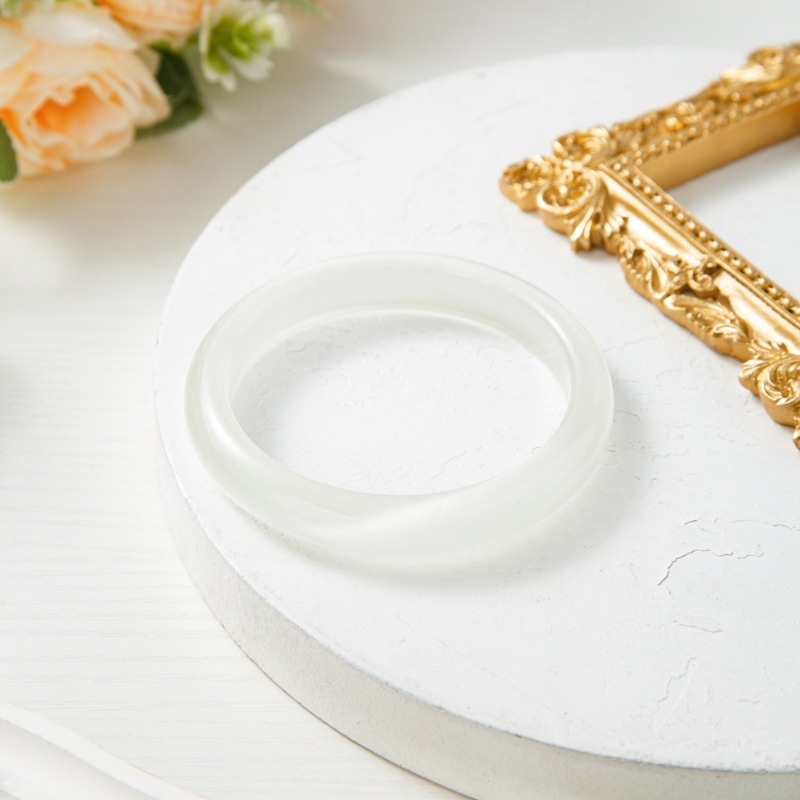Gelang giok cahaya bulan putih gelang sumsum giok alami gelang jingle wanita asli gelang wanita hadi