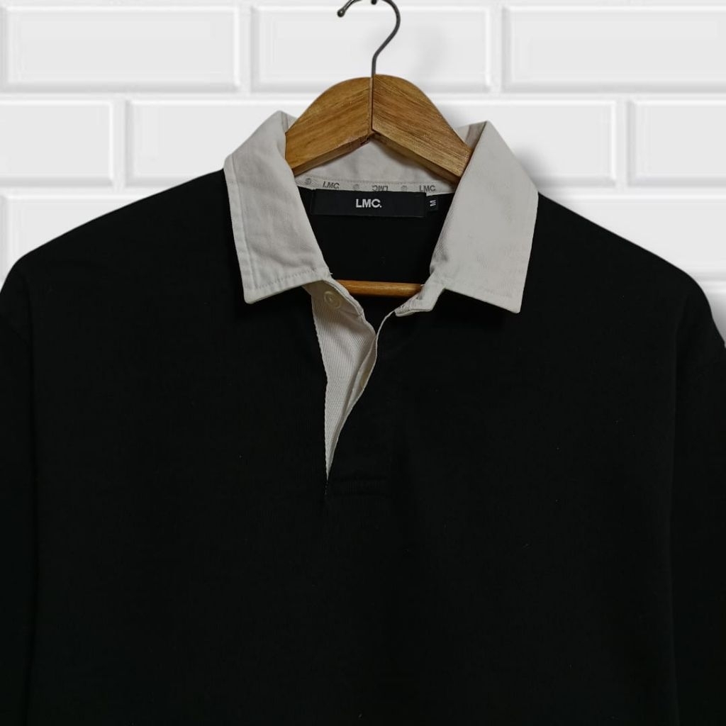 [RL.25] LMC Polo shirt Rugby pria, kaos kerah Rugby pria atasan pria
