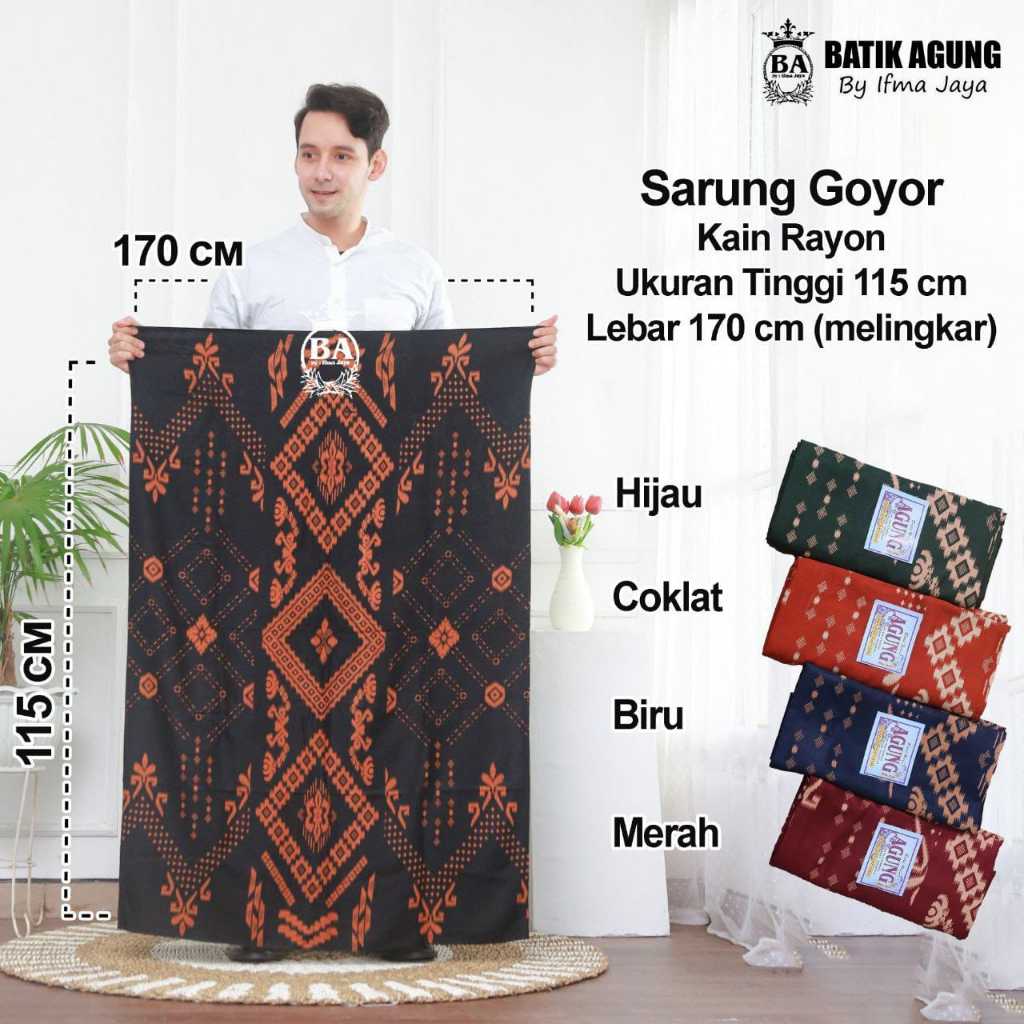 Sarung Goyor Kain Rayon Standar || Sarung Pria & Wanita || Batik Agung