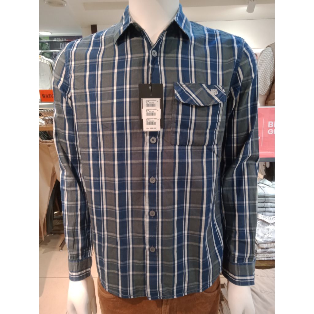 WATCHOUT Kemeja Panjang Kotak-kotak Slim Fit