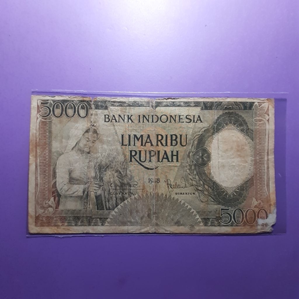 uang kuno 5000 rupiah pekerja 1958