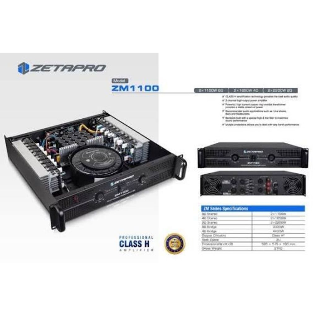 Power Zetapro 2 Channel Class H ZM-1100 ZM 1100 ZM1100 Original