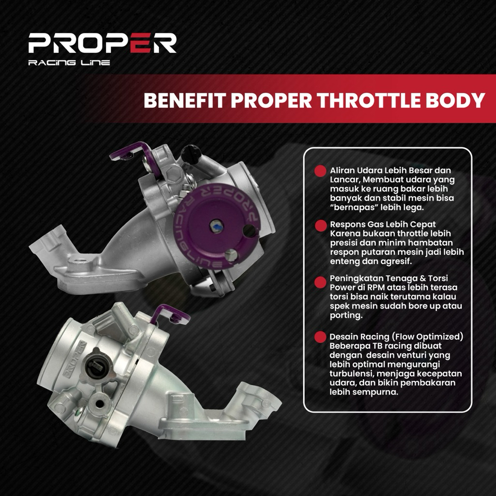 THROTTLE BODY TB PROPER RACING LINE VARIO 125/150 MX KING NMAX AEROX SONIC MIO M3 TB RACING VARIO NM