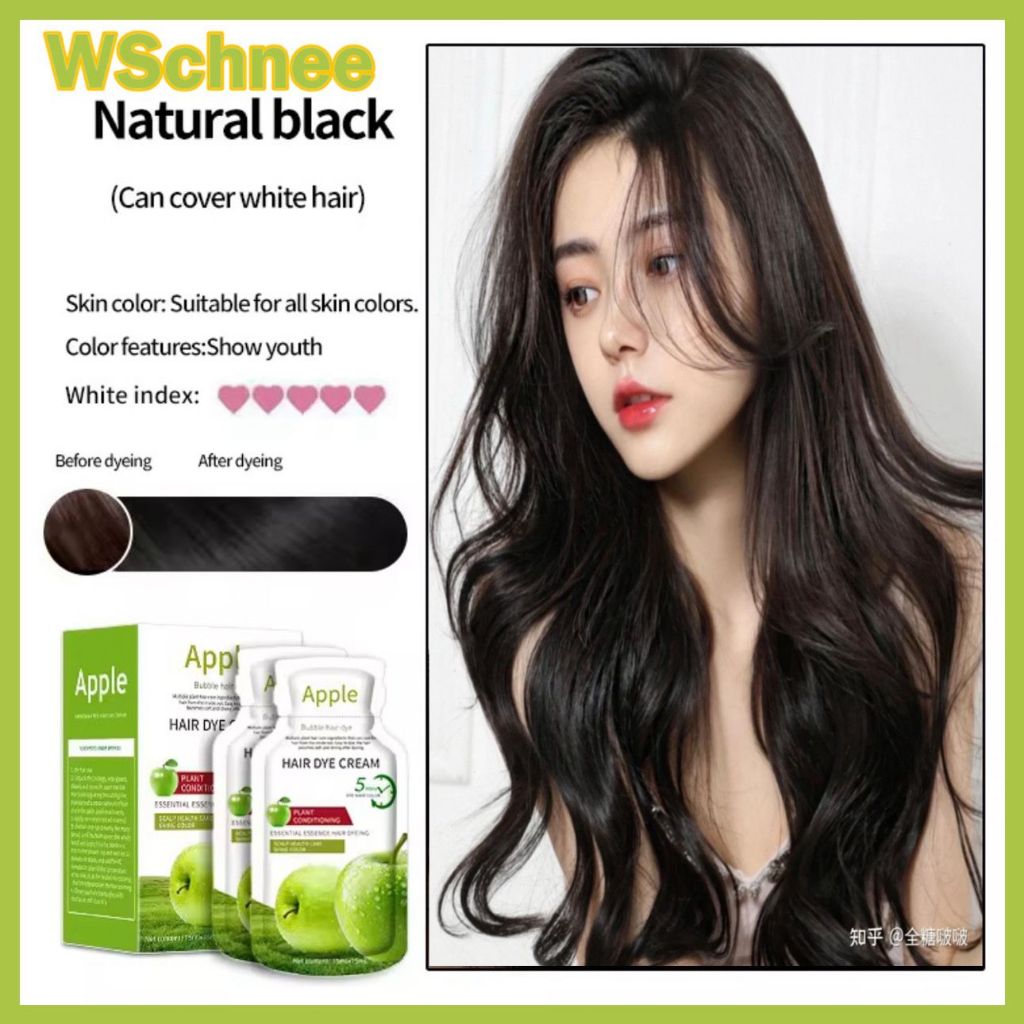(5PCS)Bubble hair dye plant pure natural BLACK color, Shampoo Pewarna rambut Hair Colour Instan