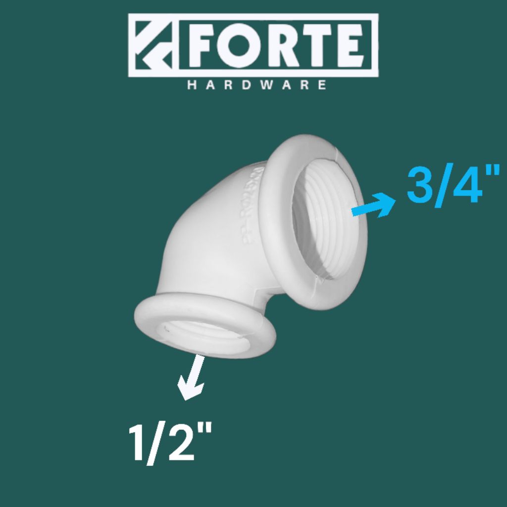 Knee DD Reducer PVC / Knee Drat Dalam Semua Sisi 1/2" x 3/4" PVC PP / Knee Drat Dalam Dua Sisi 1/2" 