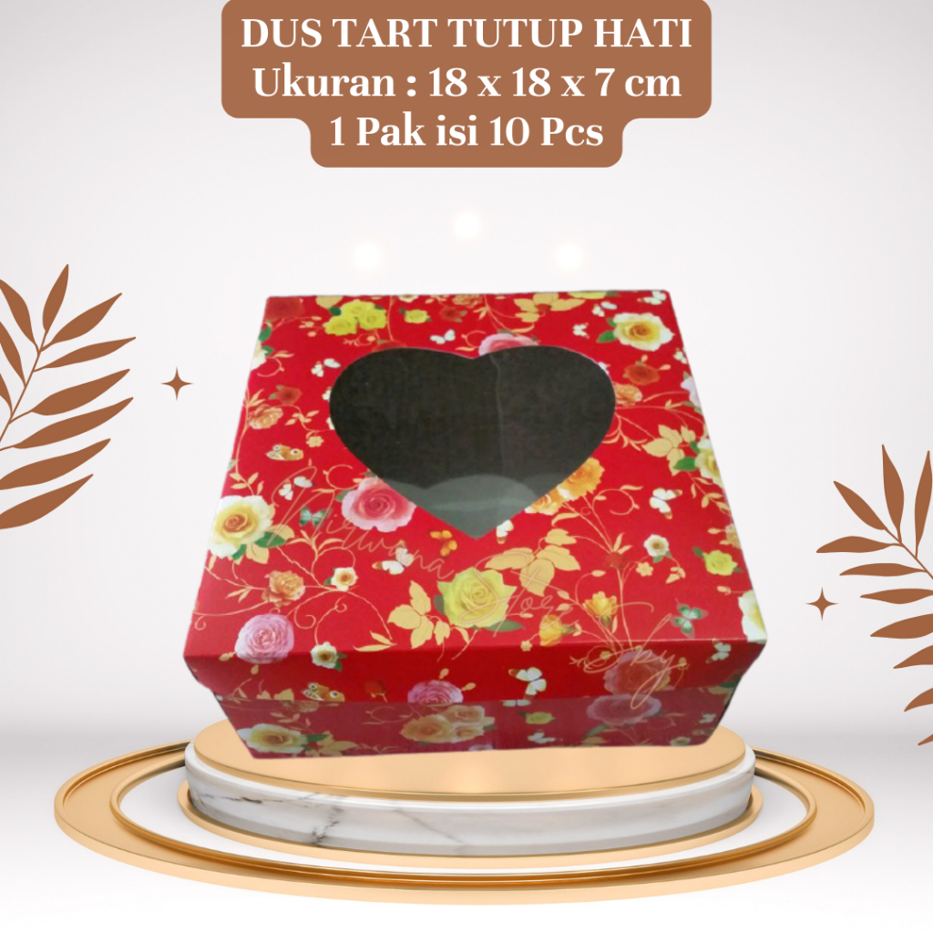 (10 Pcs) Dus Tart Tutup Hati 18x18x7 / Dus Kue / Kotak Nasi / Dus Nasi / Box Nasi