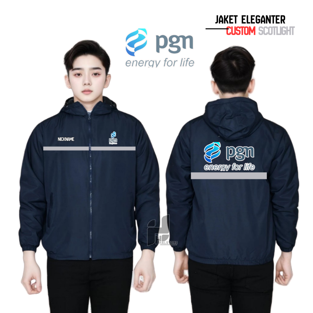 Jaket Custom PGN Unisex Seragam BUMN Custom Perusahaan Free Desain Scotlight Parasut 3 Lapis