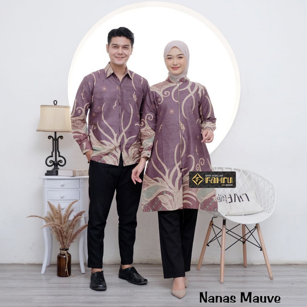 FAHRUBATIK - Motif NANAS - Batik Model Tunik OP ZIPPER blus Kemeja dan Hem Batik - Batik Nyaman Pria
