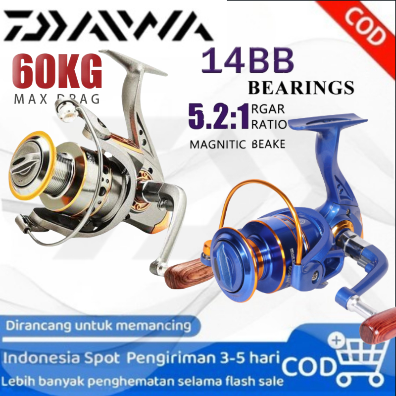 Reel Pancing Metal DC2000-7000, Reel Spinning Kuat, Drag Max 30kg, Poros Logam, Murah
