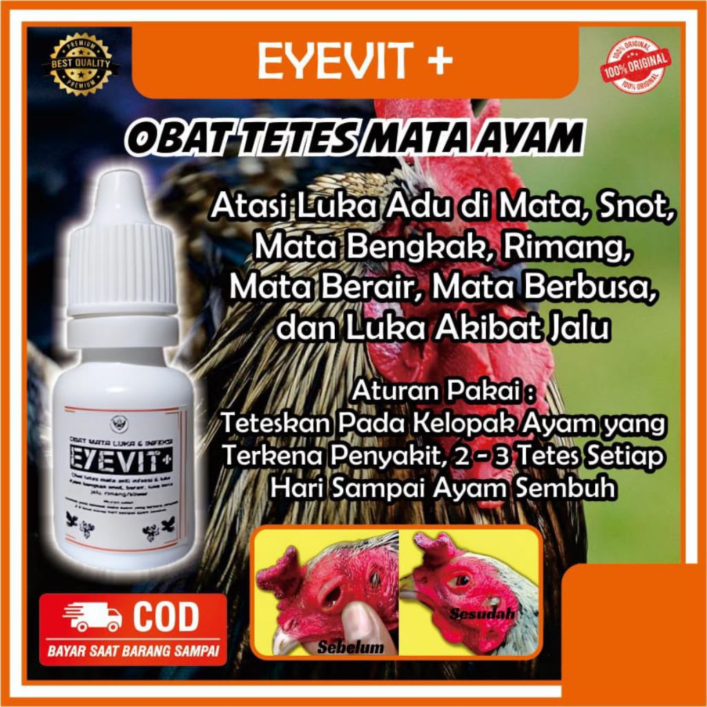 EYEVIT+, Obat Mata Ayam Berair, Kena Jalu, Obat Mata Ayam Bengkak, Obat Mata Ayam Rabun