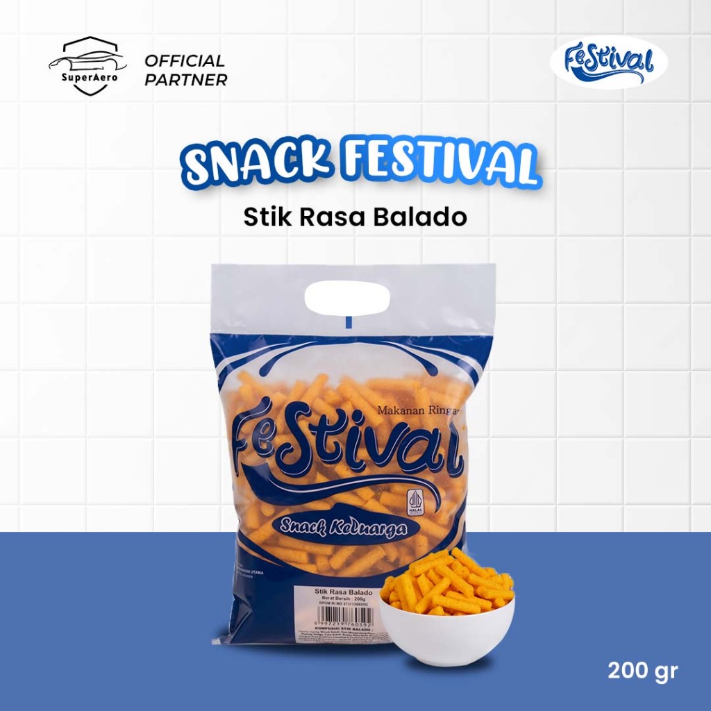 FESTIVAL Snack Keluarga Rasa STICK BALADO isi 200gr
