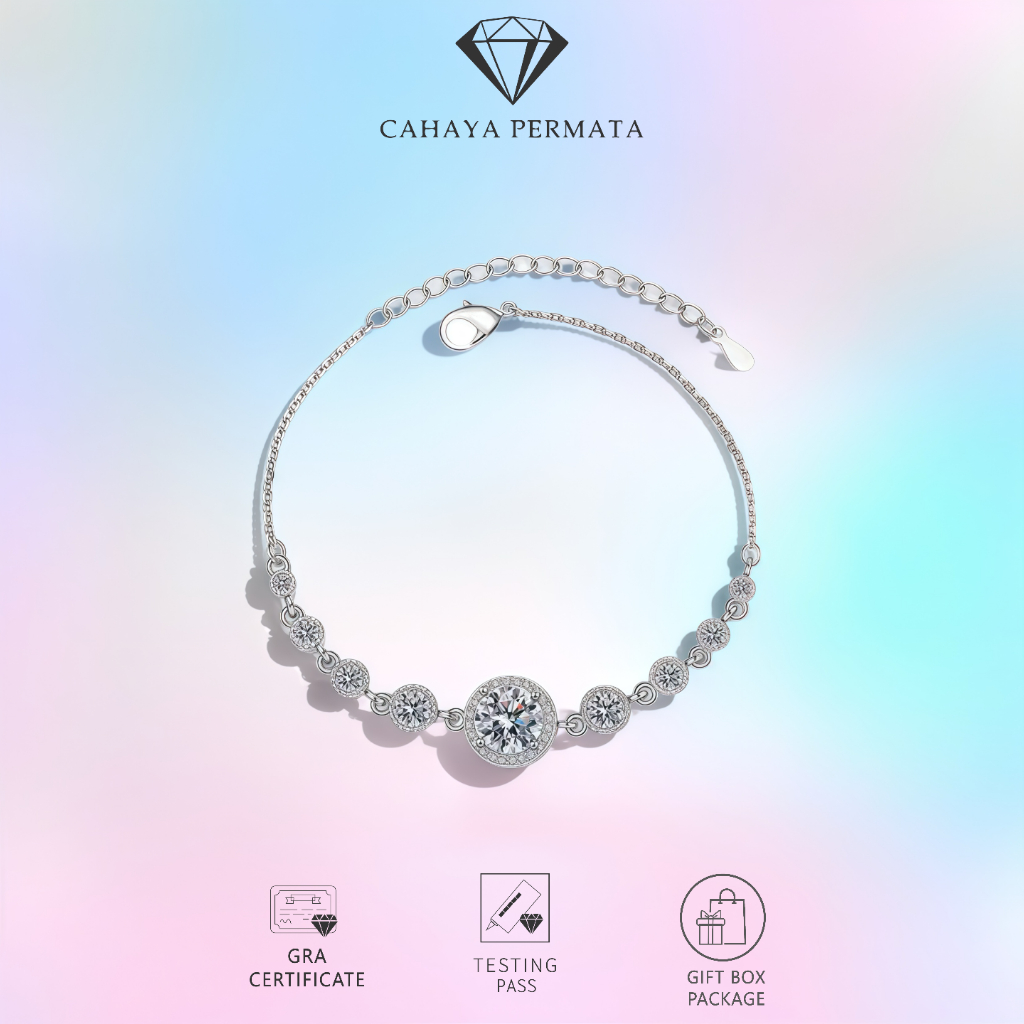 Gelang Berlian Imitasi Moissanite / Gelang Moissanite Berkualitas Tinggi