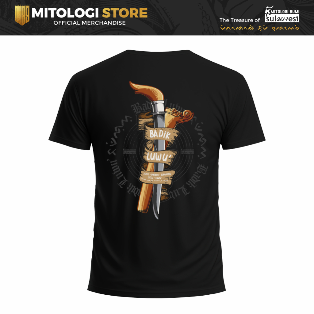 Kaos Mitologi Bumi Sulawesi - Badik Luwu' - 100% Katun Premium 24s - Makassar