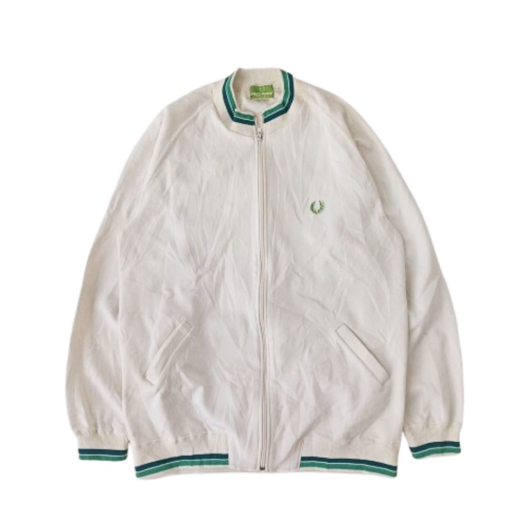 Vintage Tracktop / Jacket Fred Perry Sportswear White Twin Tipped Mem Women Preloved Casual