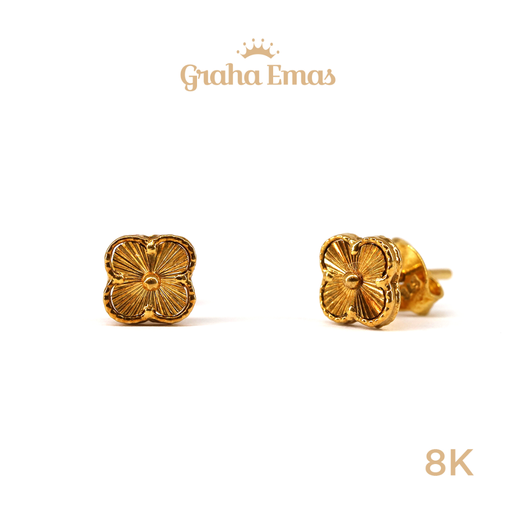 Graha Emas Anting Emas Kuning Clover 8K - Yellow Gold Earring Clover Model 8ct [ 0041 ]