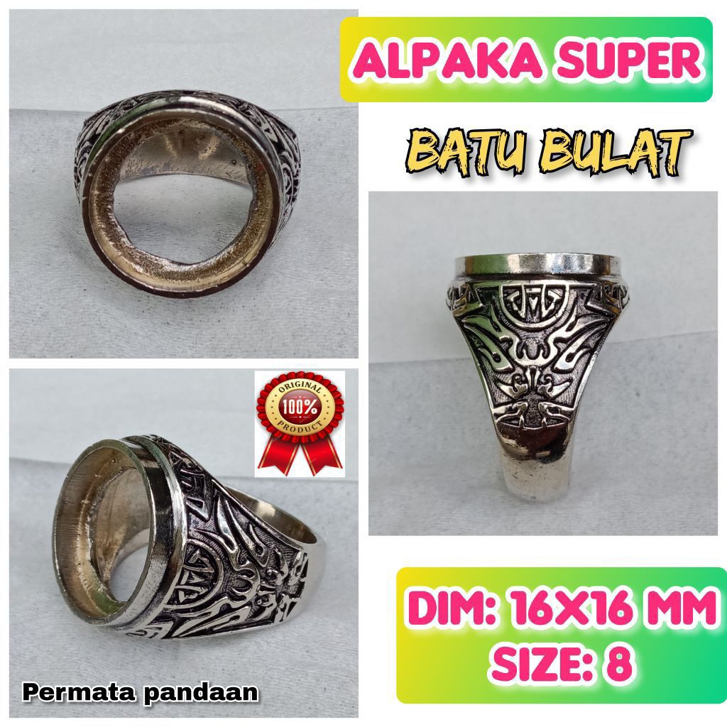 emban batu akik Alpaka Super Batu Bulat.11