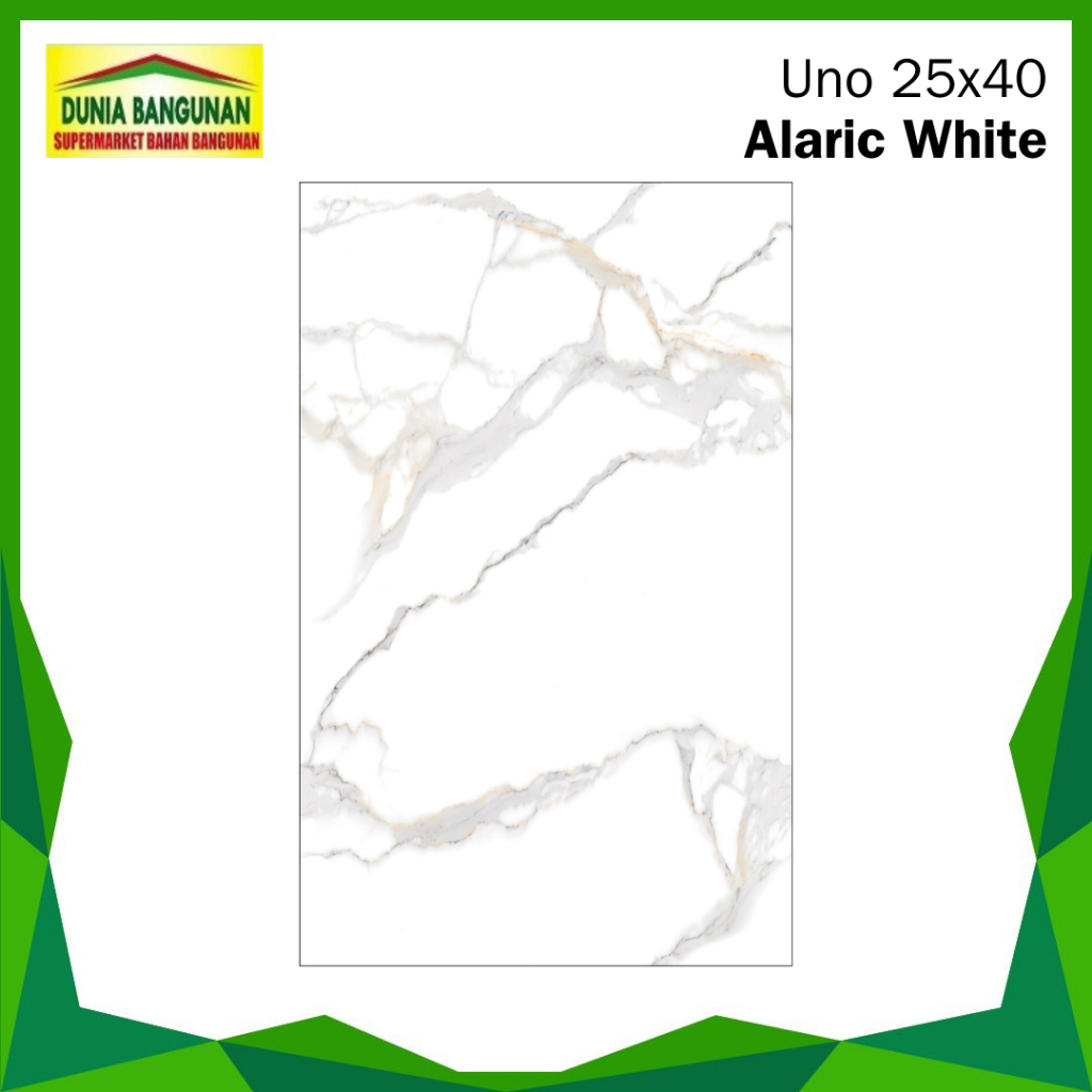 Keramik Dinding 25x40 UNO Alaric White KW1 Keramik Glossy Carara Keramik Dapur Kamar Mandi