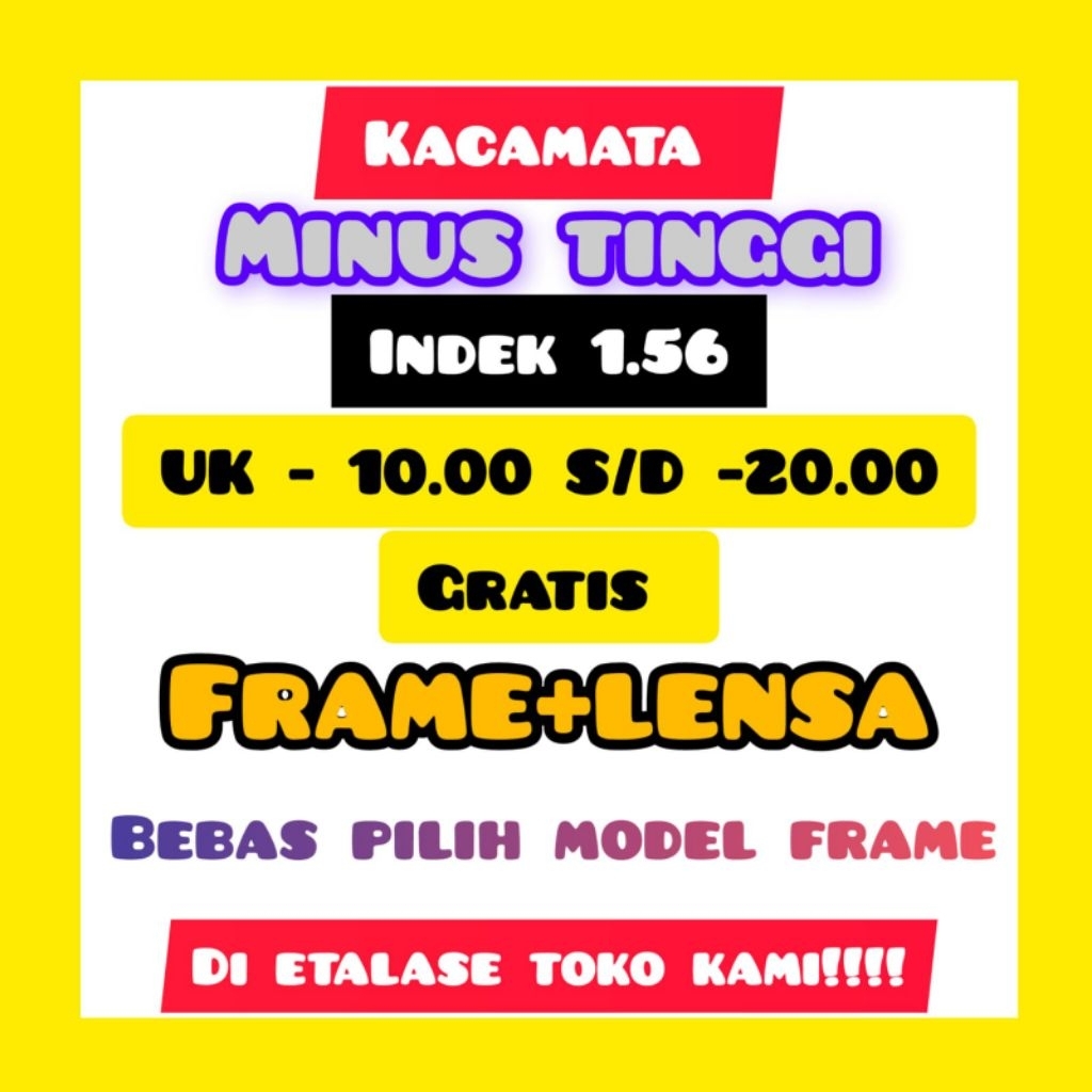 Kacamata Minus Tinggi CRMC Ukuran Minus 10.00 s/d 20.00 Kacamata Rabun Jauh