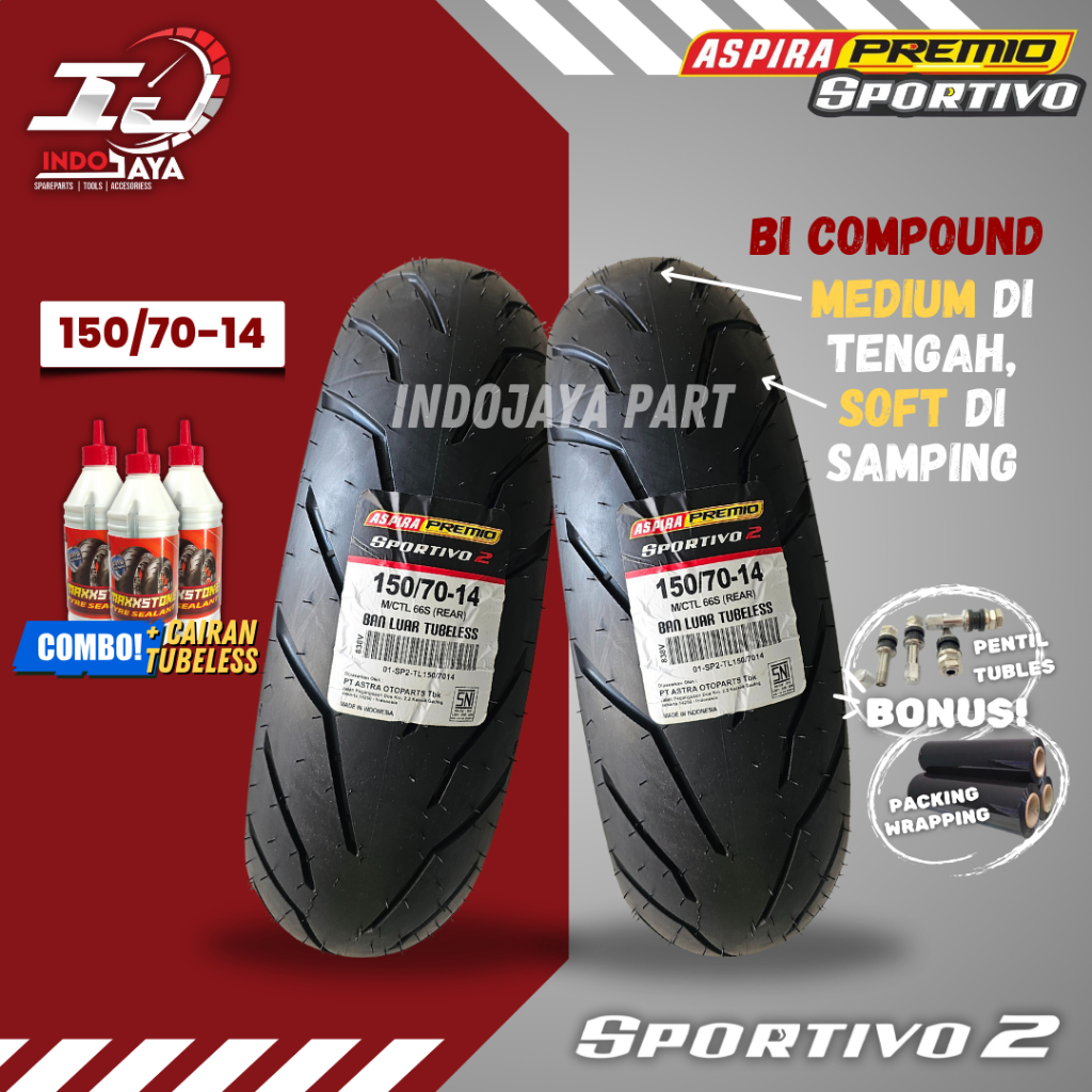 [PRODUK BARU] BAN LUAR ASPIRA PREMIO SPORTIVO 2 ( 120/70-14 ) BAN LUAR TUBELESS PREMIO / BAN DEPAN B
