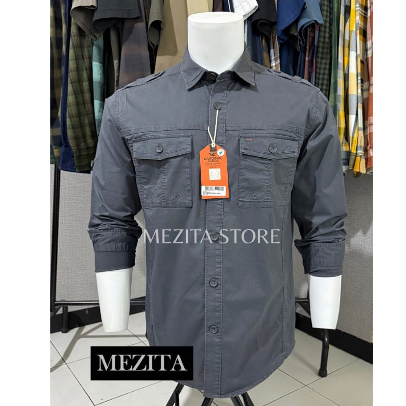 Kemeja Safari Pria Cardinal Casual 86 Abu-abu