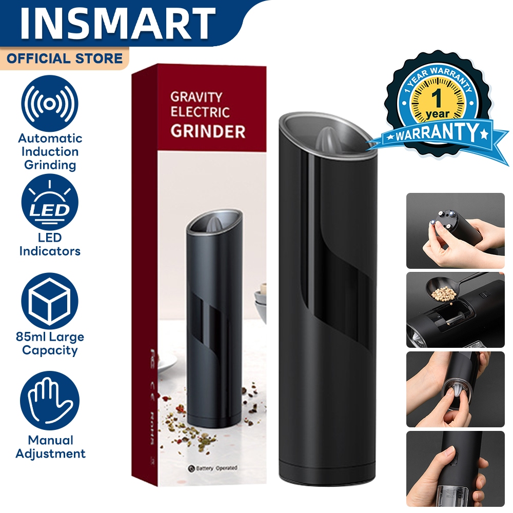 INSMART Penggiling Lada Listrik 85ML Sensor Gravitasi Penggiling Garam Laut/Kacang Hijau/Lada
