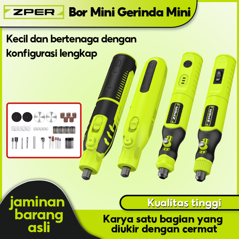 ZPER Bor Mini Listrik Set Lengkap Bor Portable Gerinda Listrik Grinder Alat Ukir Elektrik Mini Mesin