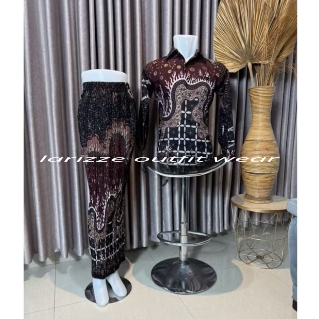 Larizze kebaya - set rok span couple kemeja batik pria lengan panjang