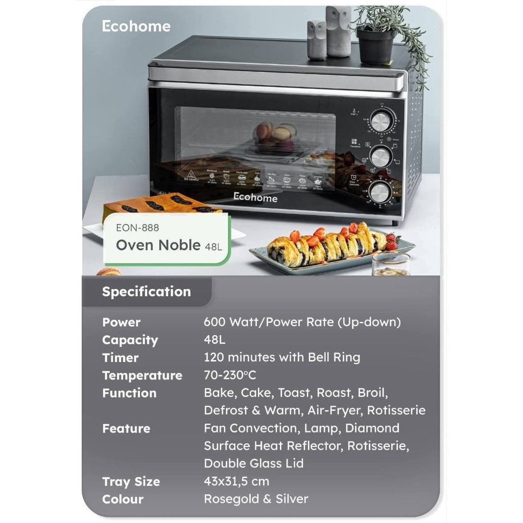 Oven Ecohome 48L Silver
