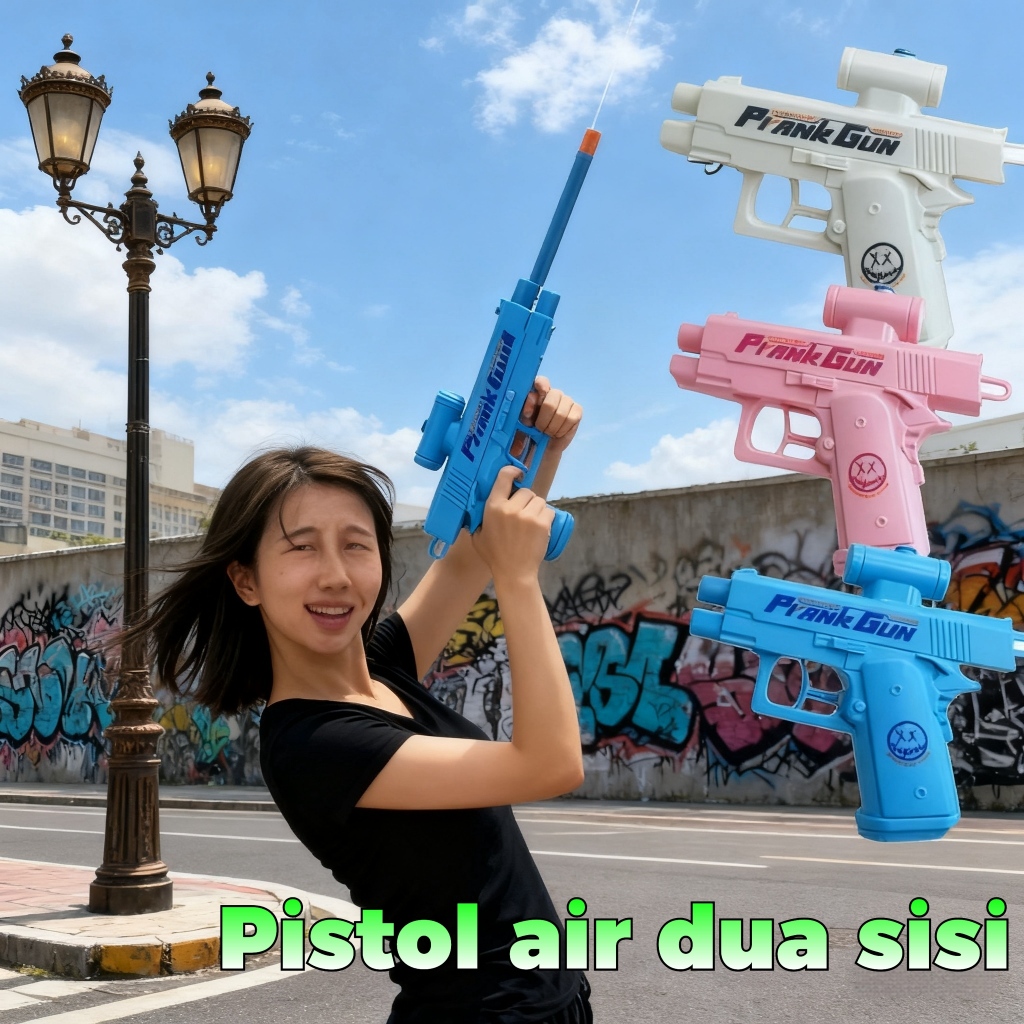 Creative Inverted Water Gun Toy Double Sided Water Spray Funny Double Head Water Gun Prank Water Fig