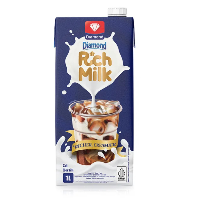Diamond Rich Milk UHT 1 L – Susu Premium Creamier, Siap Minum & Cocok untuk Kopi