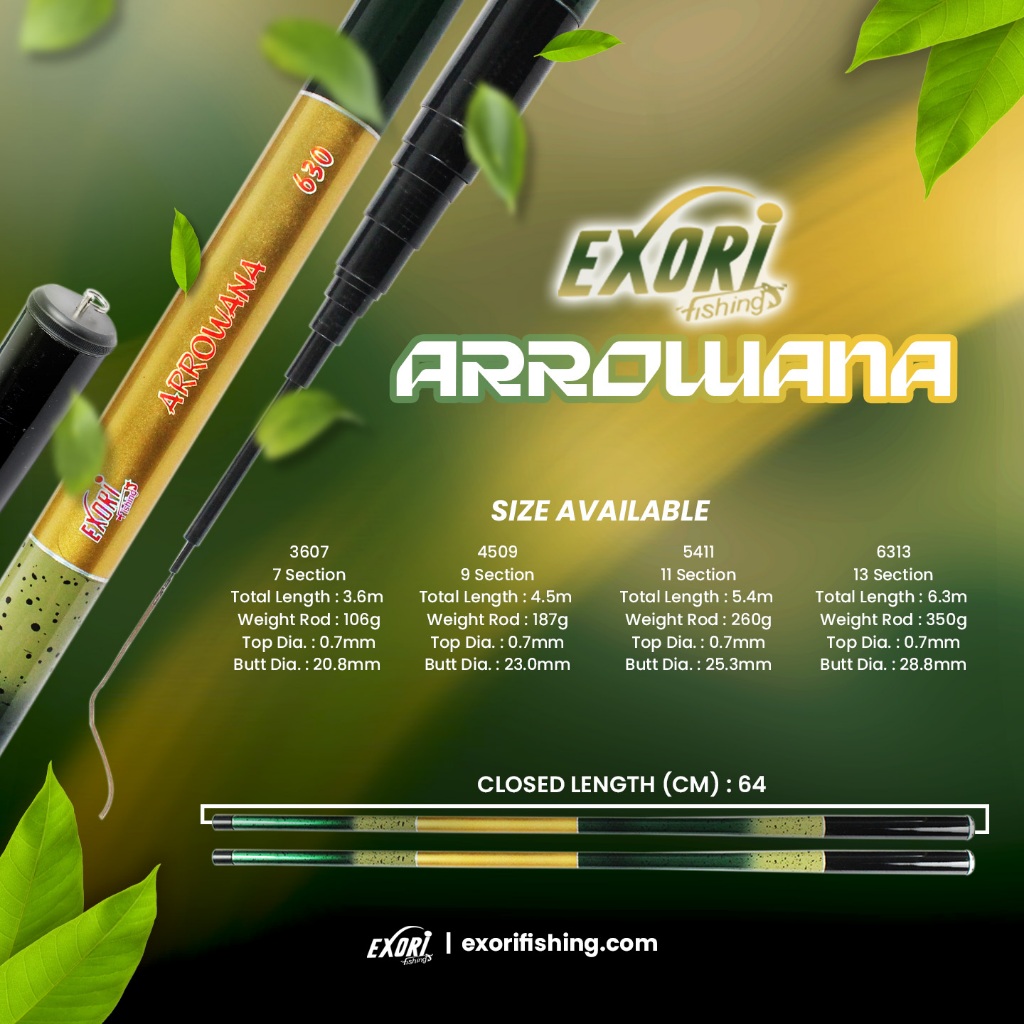 Joran Tegek Exori Arrowana 360 s/d 630 | Top Solid Carbon High Carbon | Galeri Mancing