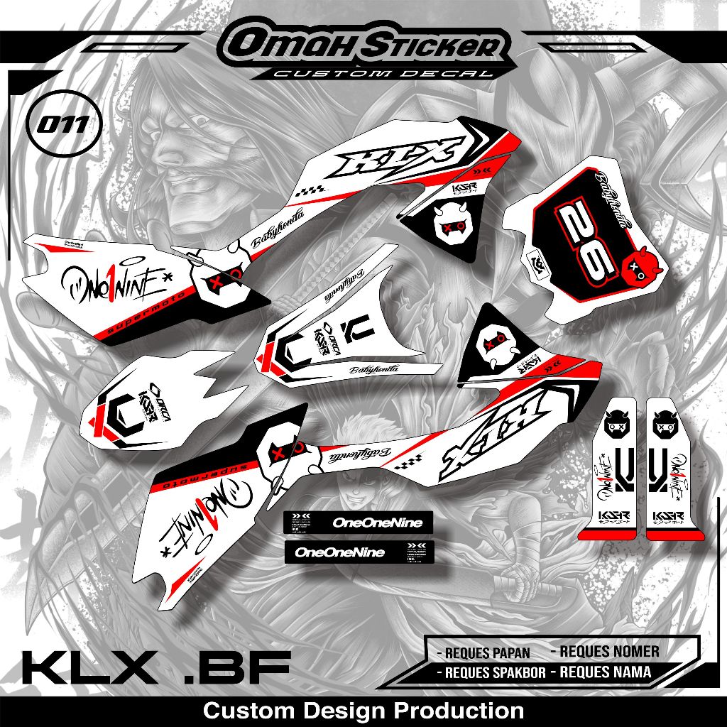 DECAL STICKER KAWASAKI KLX BF PAPAN CRF - KAWASAKI KLX BF/G/L.ADT.011
