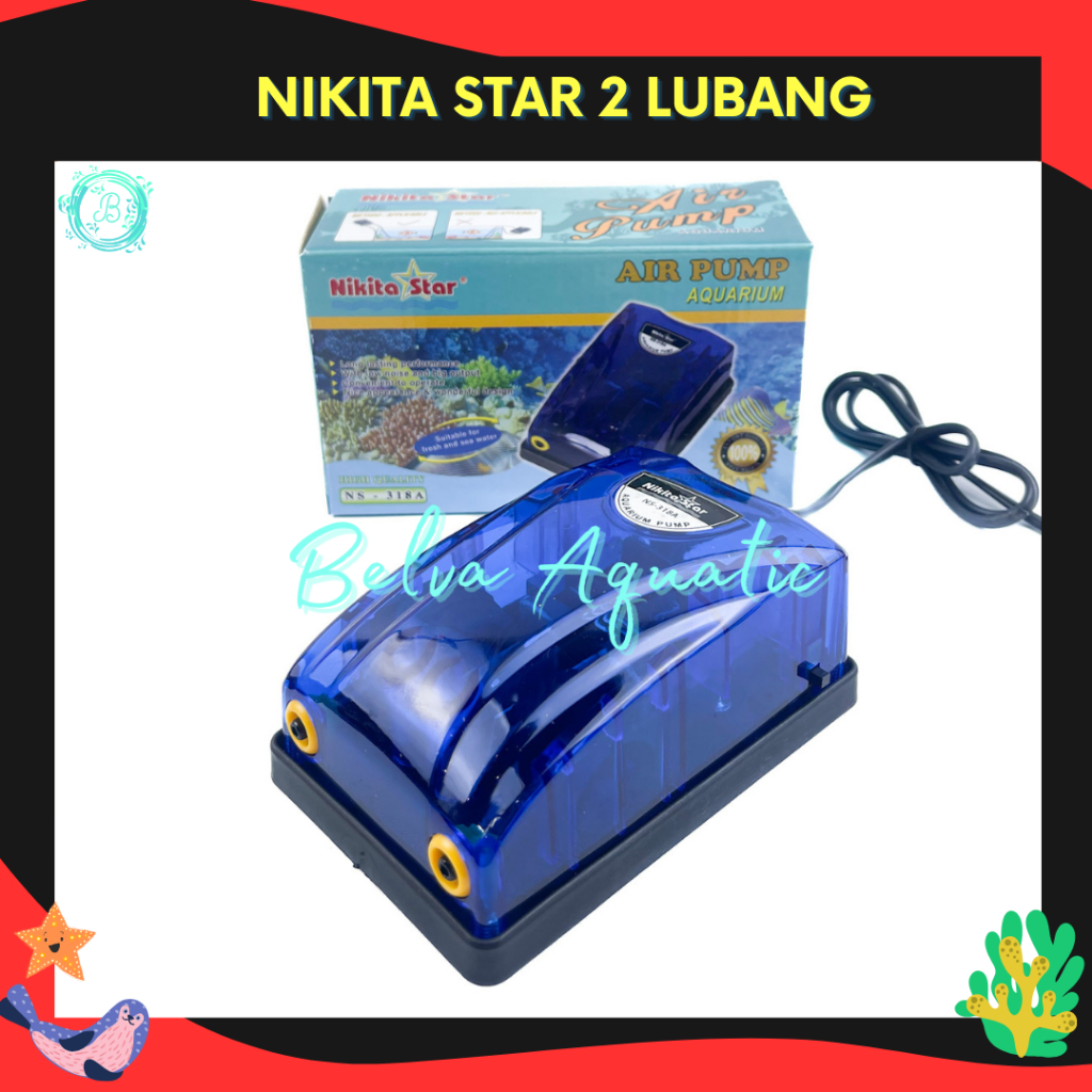 Pompa Udara Aquarium 2 Lubang Nikita Star Aerator Aquarium 2 Lubang