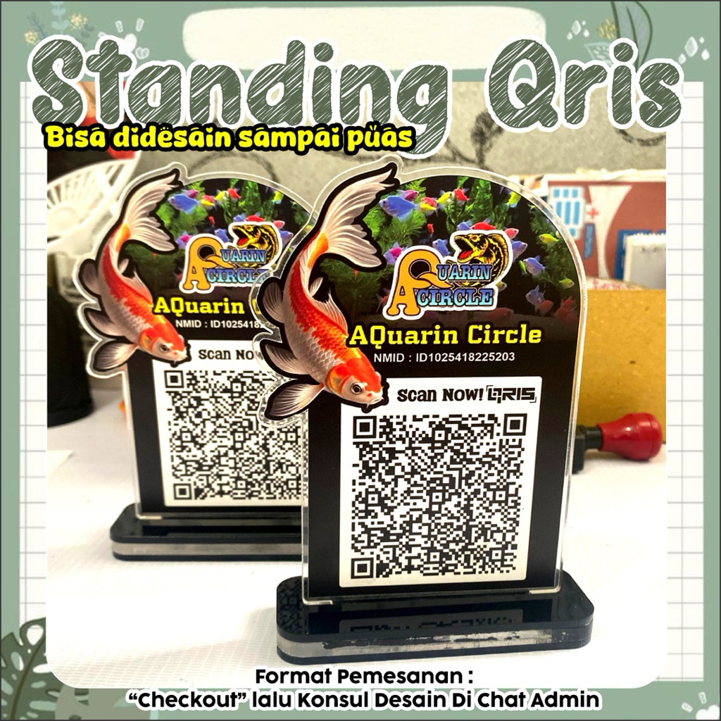 Standing Barcode Qris Akrilik Custom Bisa Request Desain