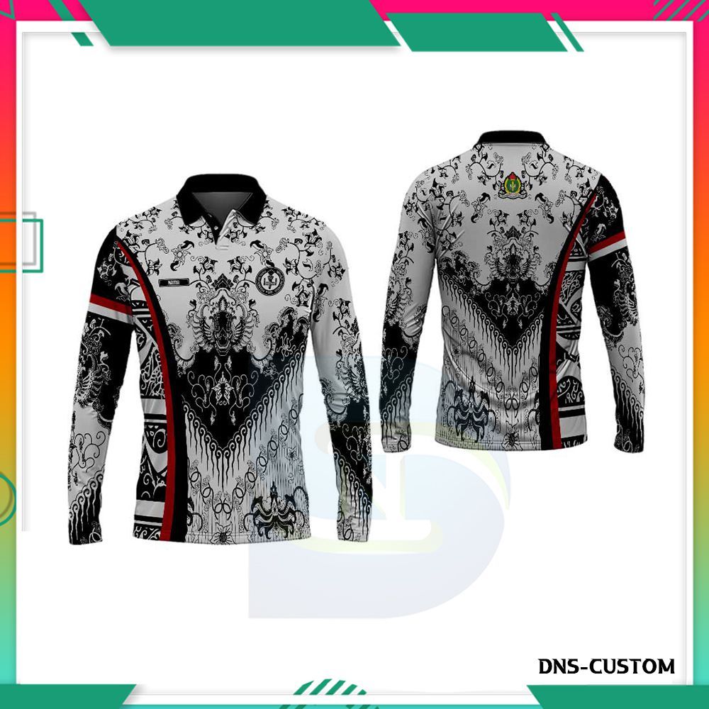 Baju Batik PGRI Pria - Kaos Polo Batik PGRI Pria Lengan Panjang