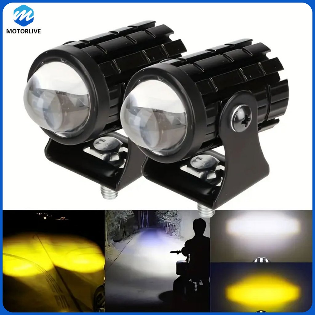 2 buah Modifikasi Sepeda Motor Eksternal Kecil Baja Meriam Menembak Lampu Dua Warna LED Mini Lampu M