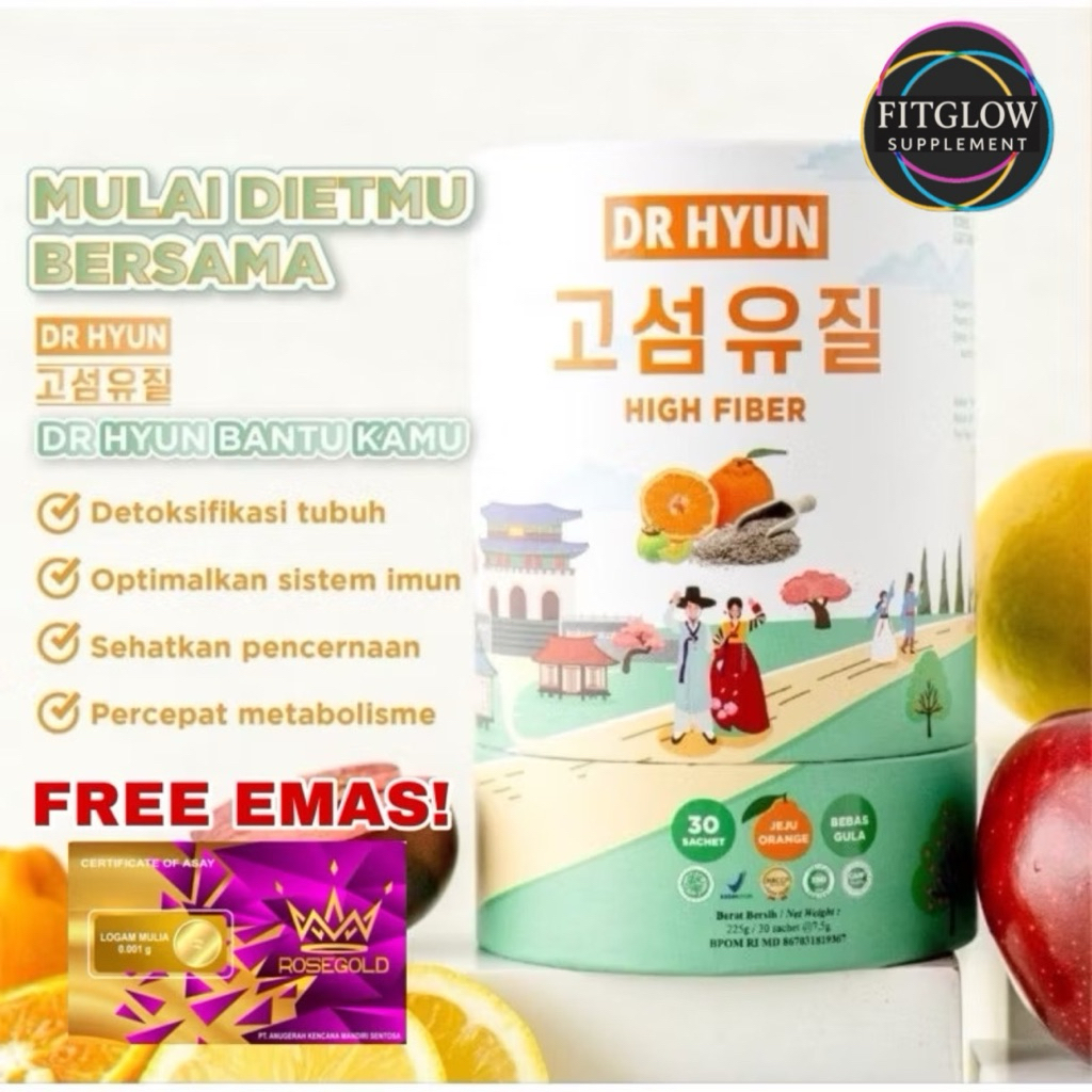 [BONUS SHAKER + GOLD] DR HYUN Fiber 1 BOX 30 Sachet Minuman Serat Korea Rasa Jeju Orange Slimming De