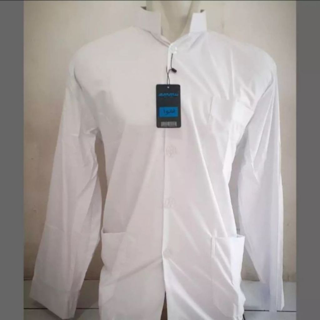 KOKO PUTIH BRANDED AMMU | KOKO LENGAN PANJANG MODEL JASKO AMMU ORIGINAL SIZE M L XL